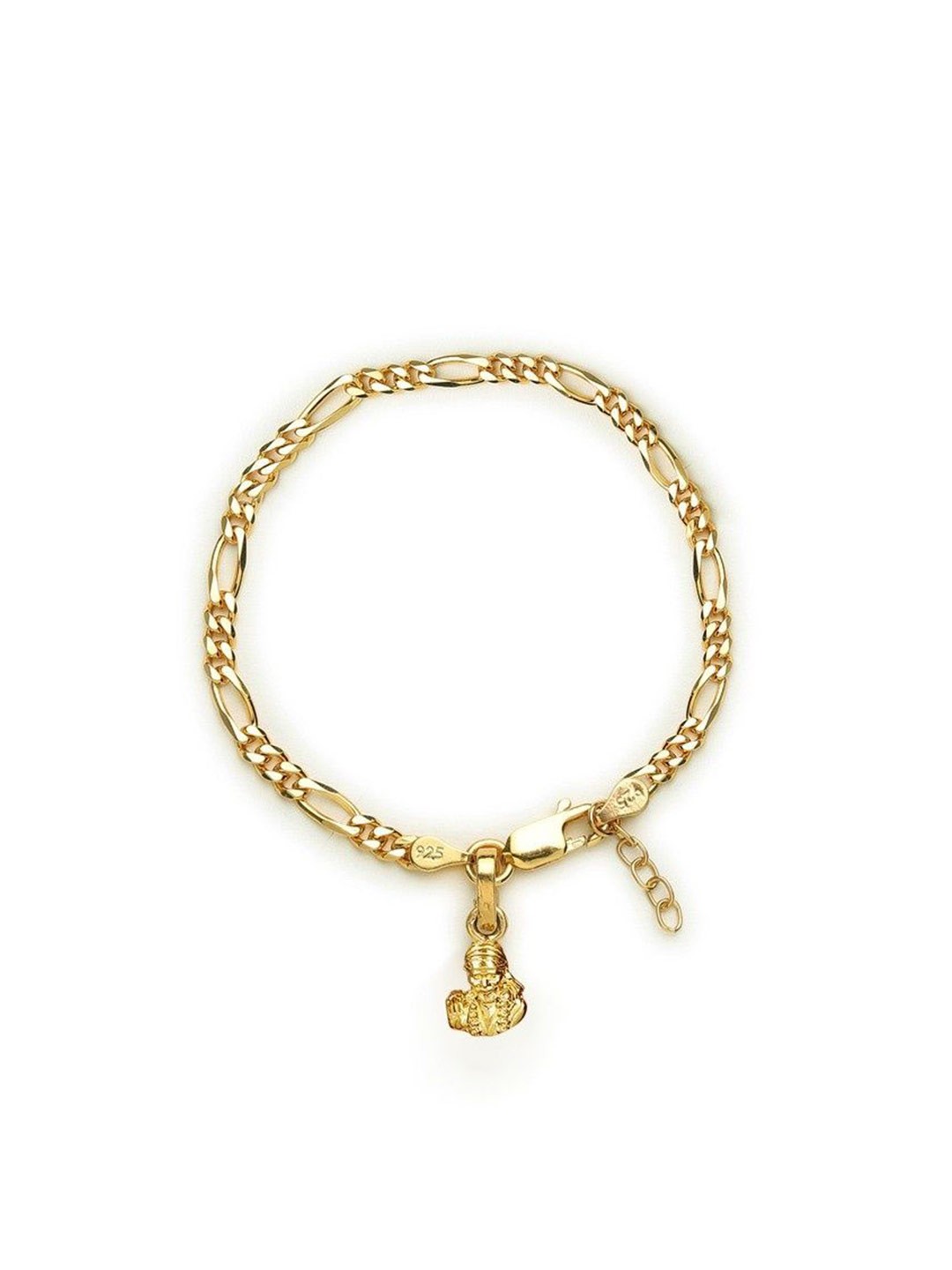 

AKSHAT SAPPHIRE 925 Sterling Silver Gold Plated Link Bracelet With Sai Baba Pendant