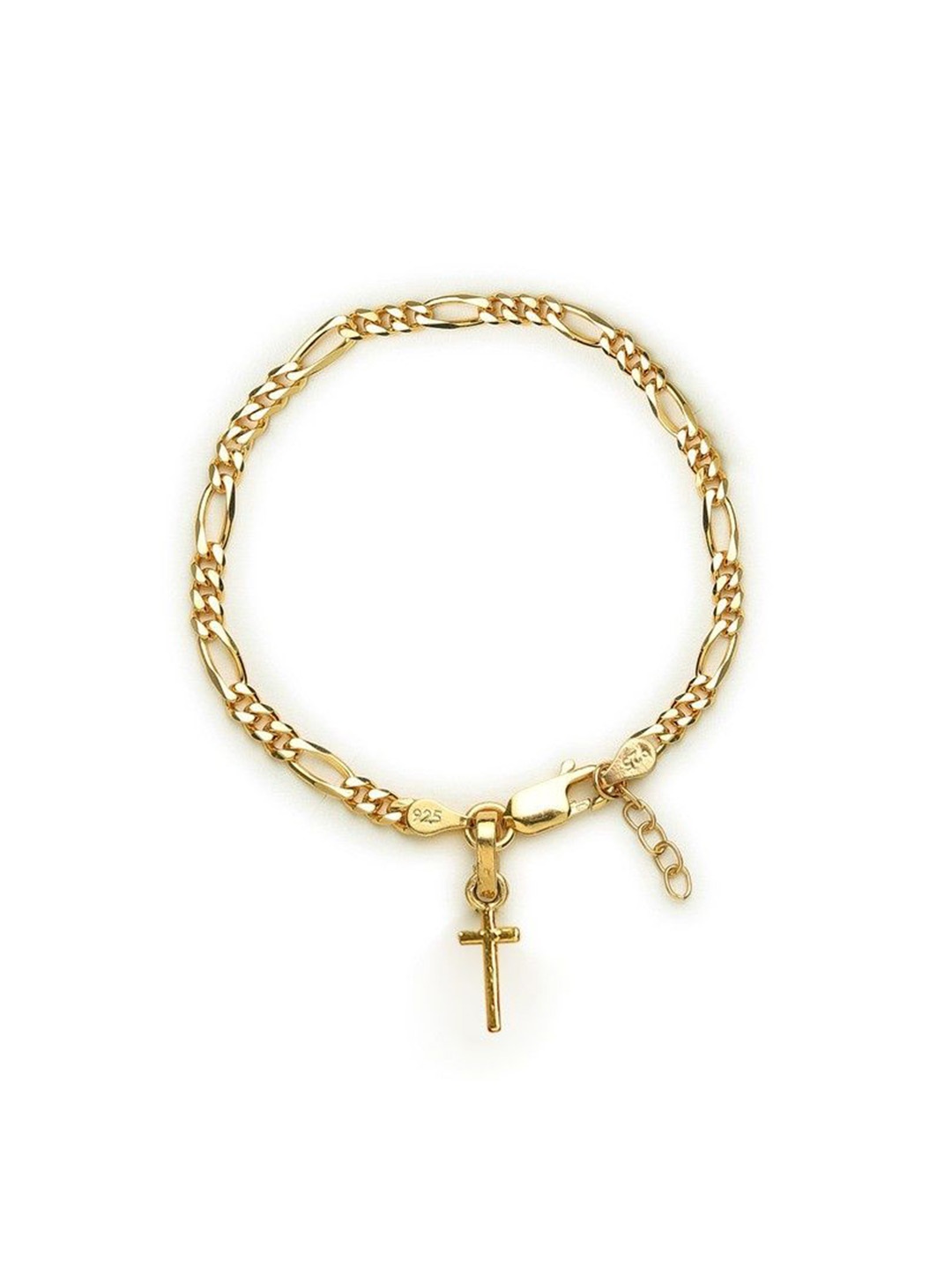 

AKSHAT SAPPHIRE 925 Sterling Silver Gold Plated Link Bracelet With Jesus Pendant