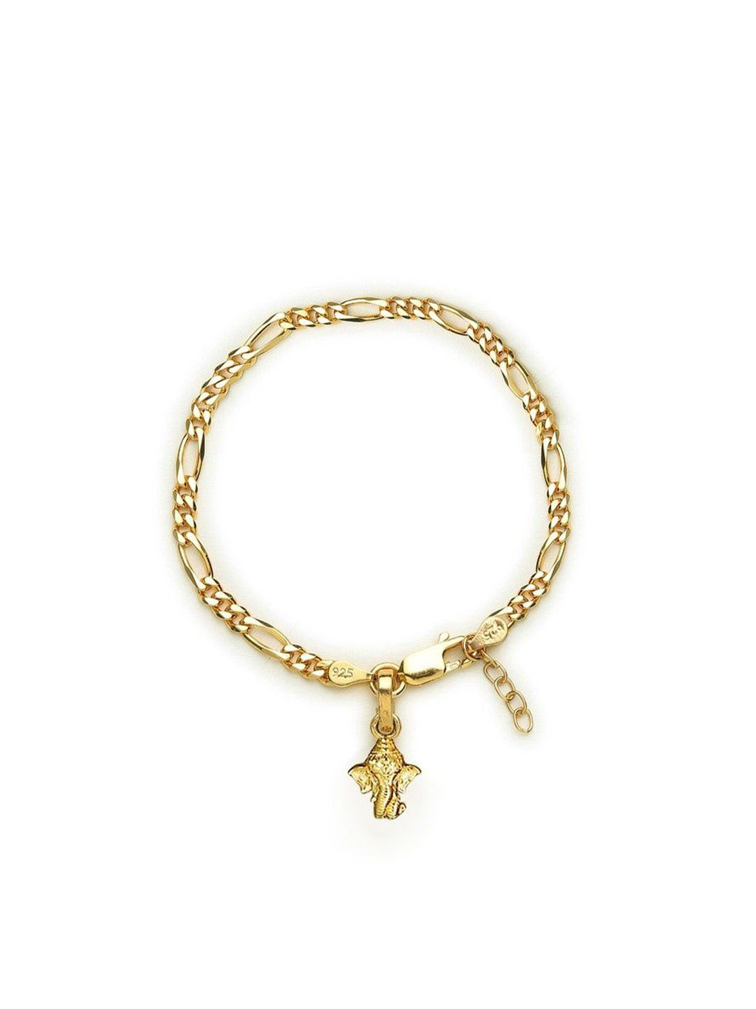 

AKSHAT SAPPHIRE 925 Sterling Silver Gold Plated Link Bracelet With Shri Ganesh Pendant