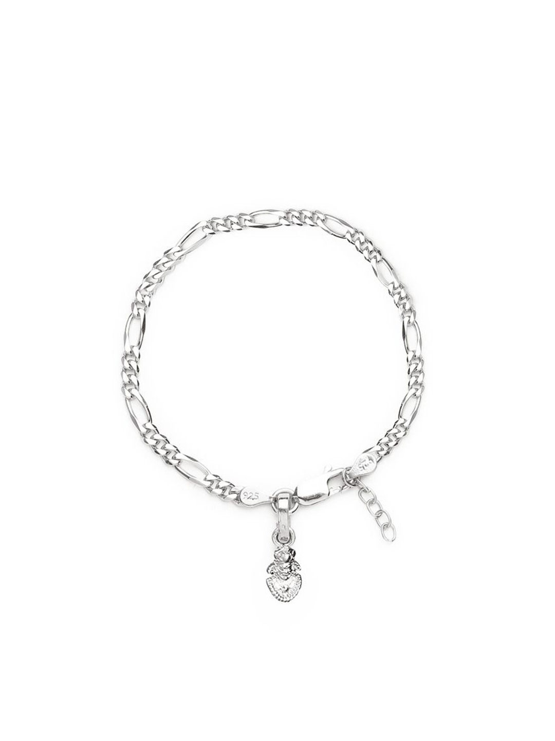 

AKSHAT SAPPHIRE 925 Sterling Silver Figaro Link Bracelet With Khatu Shyam Pendant