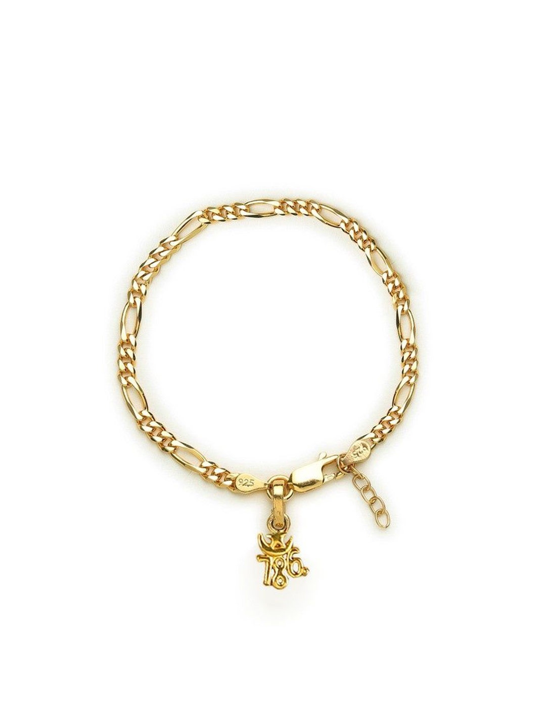

AKSHAT SAPPHIRE 925 Sterling Silver Gold-Plated 786 Symbol Pendant Link Bracelet