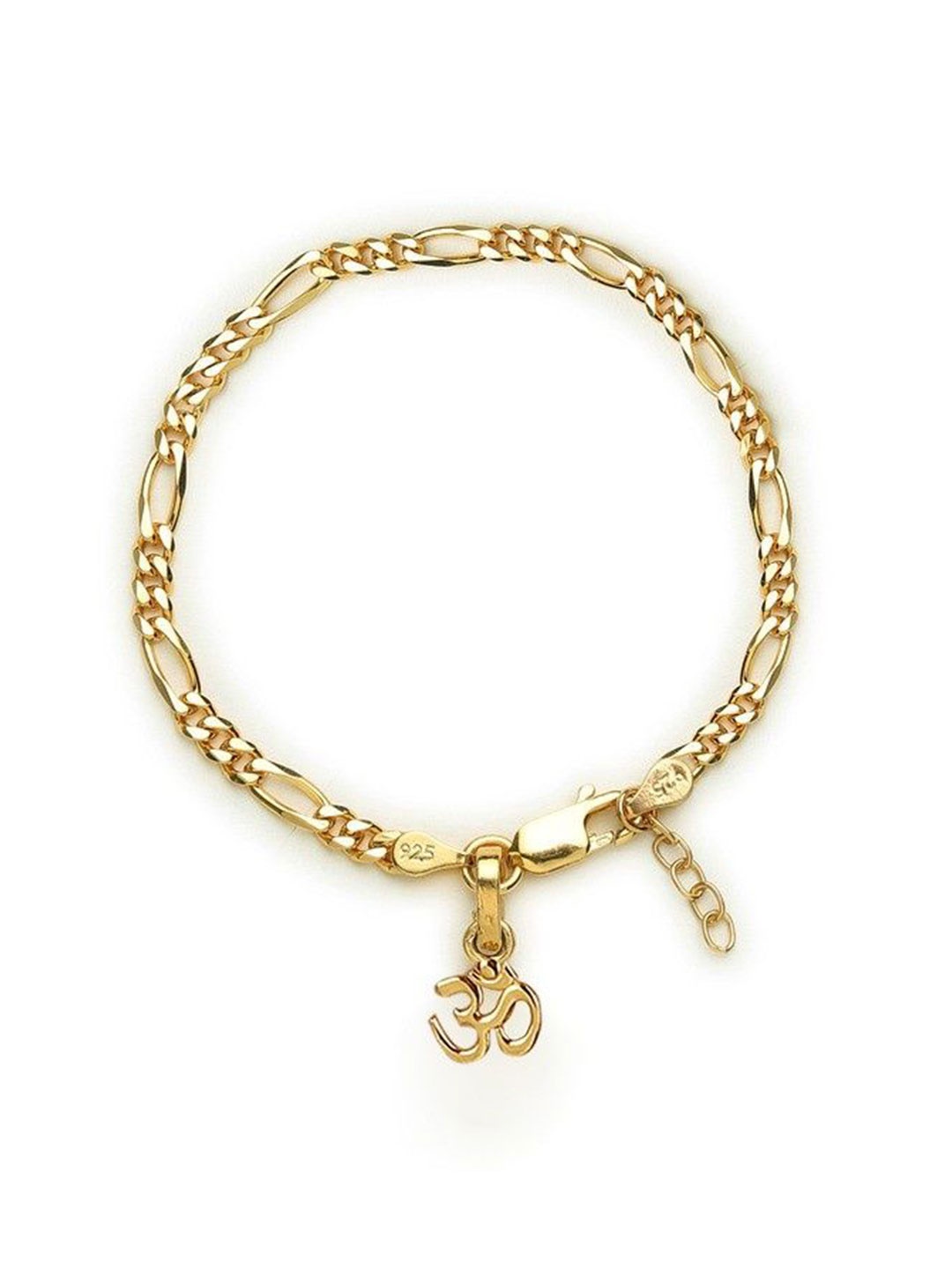 

AKSHAT SAPPHIRE Stainless Steel Gold-Plated Link Bracelet With OM Symbol Pendant