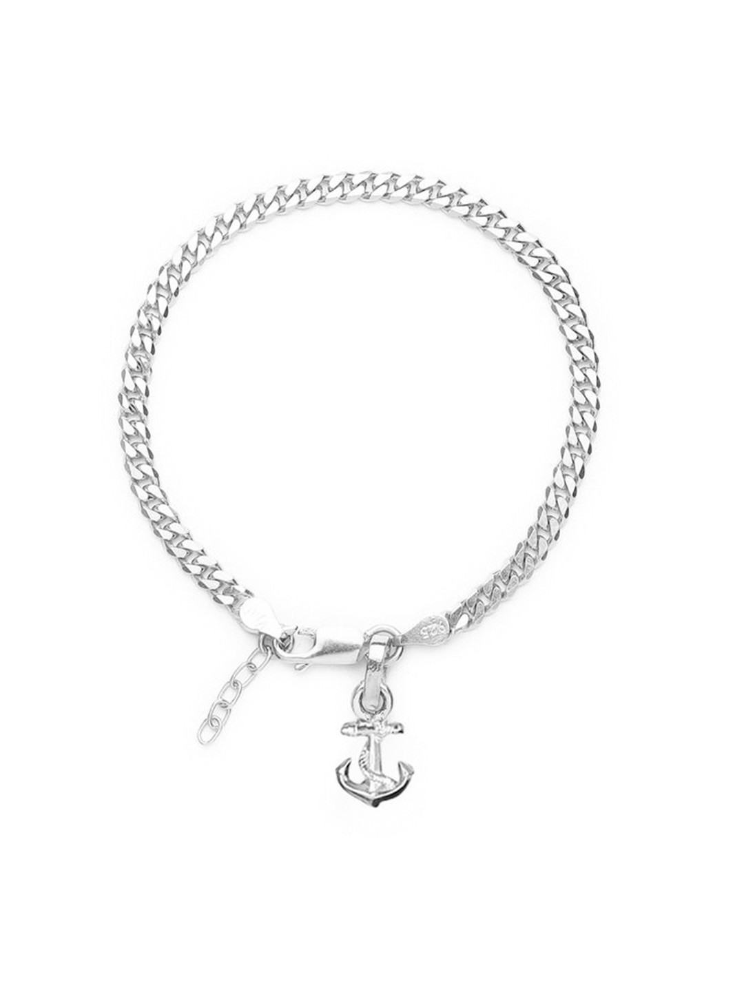 

AKSHAT SAPPHIRE 925 Sterling Silver Curb Designer Anchor Symbol Pendant Link Bracelet