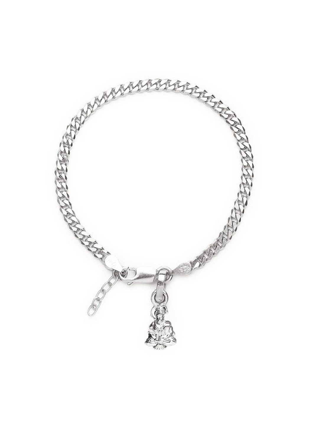 

AKSHAT SAPPHIRE 925 Sterling Silver Curb Designer God Hanuma Pendant Link Bracelet