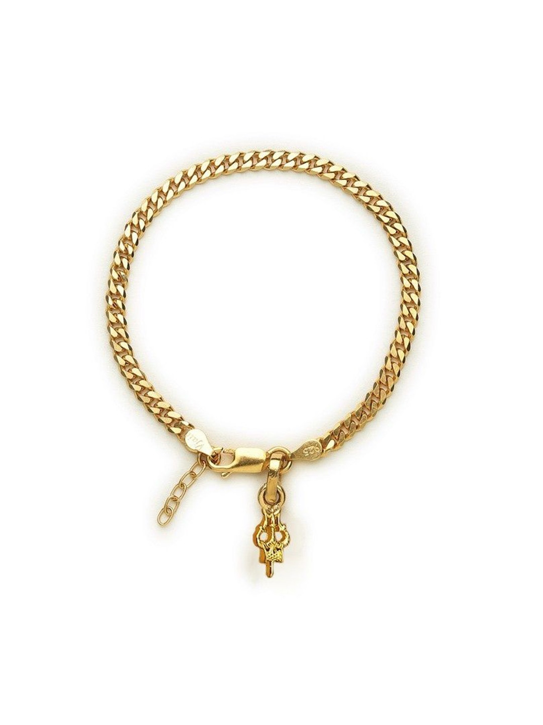 

AKSHAT SAPPHIRE 925 Sterling Silver Gold Plated Link Bracelet With Trishul Pendant