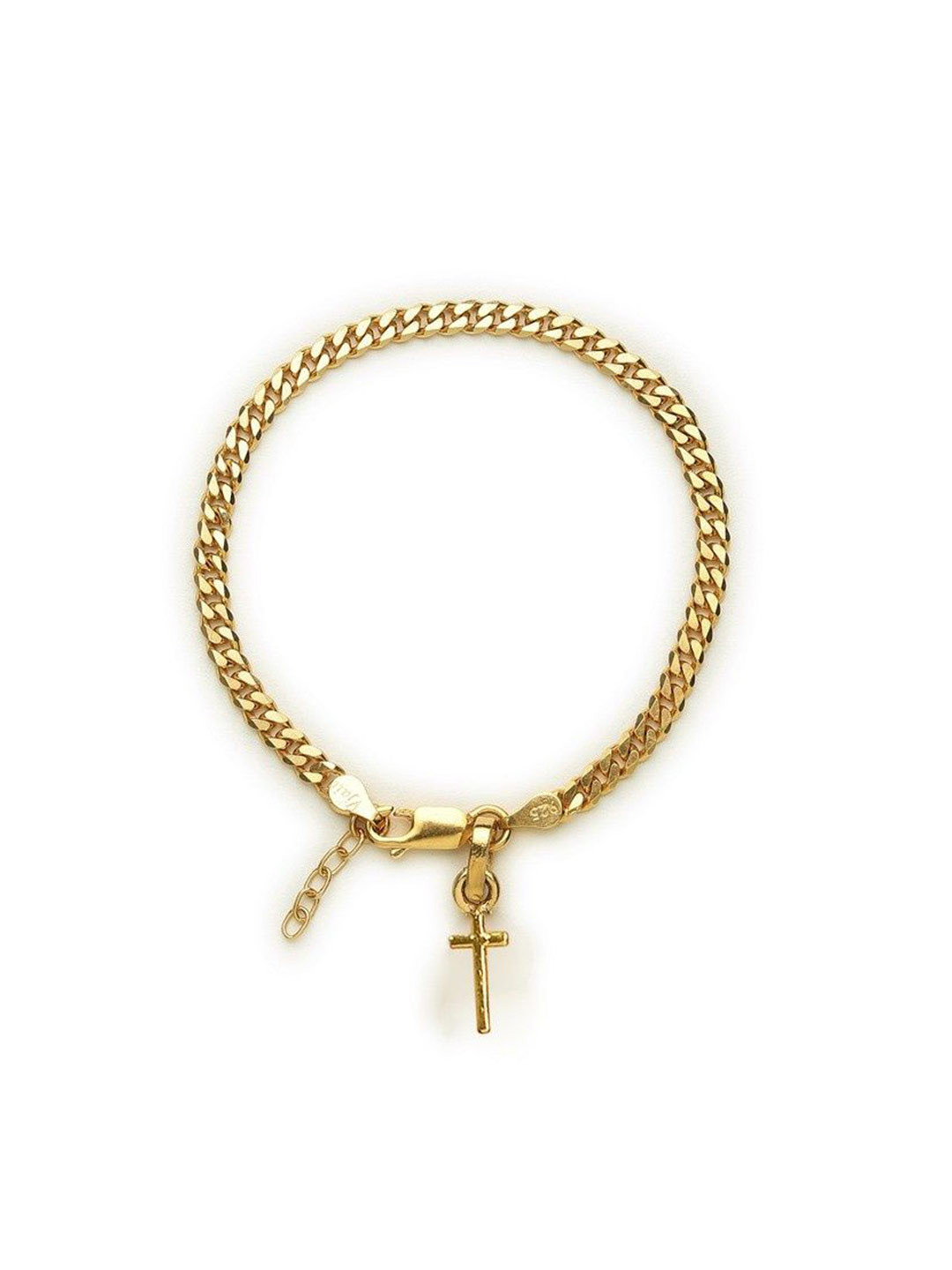 

AKSHAT SAPPHIRE 925 Sterling Silver Gold Plated Link Bracelet With Jesus Pendant