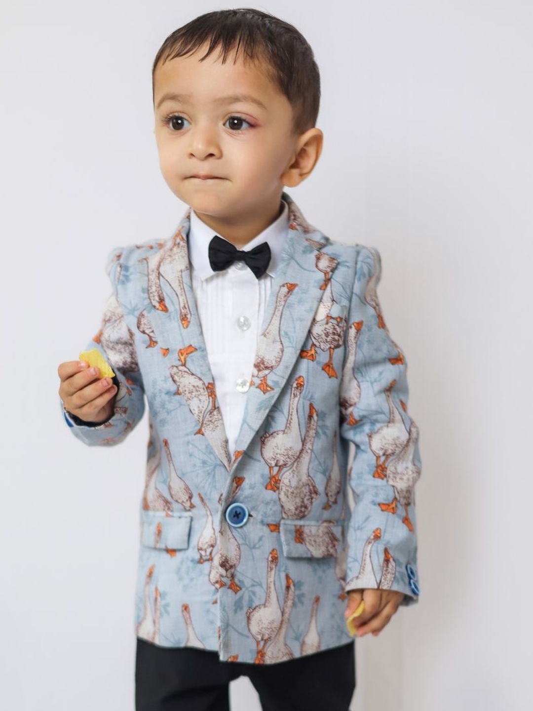 

Funny Bones Clothings Boys Printed Single-Breasted Blazer, Blue