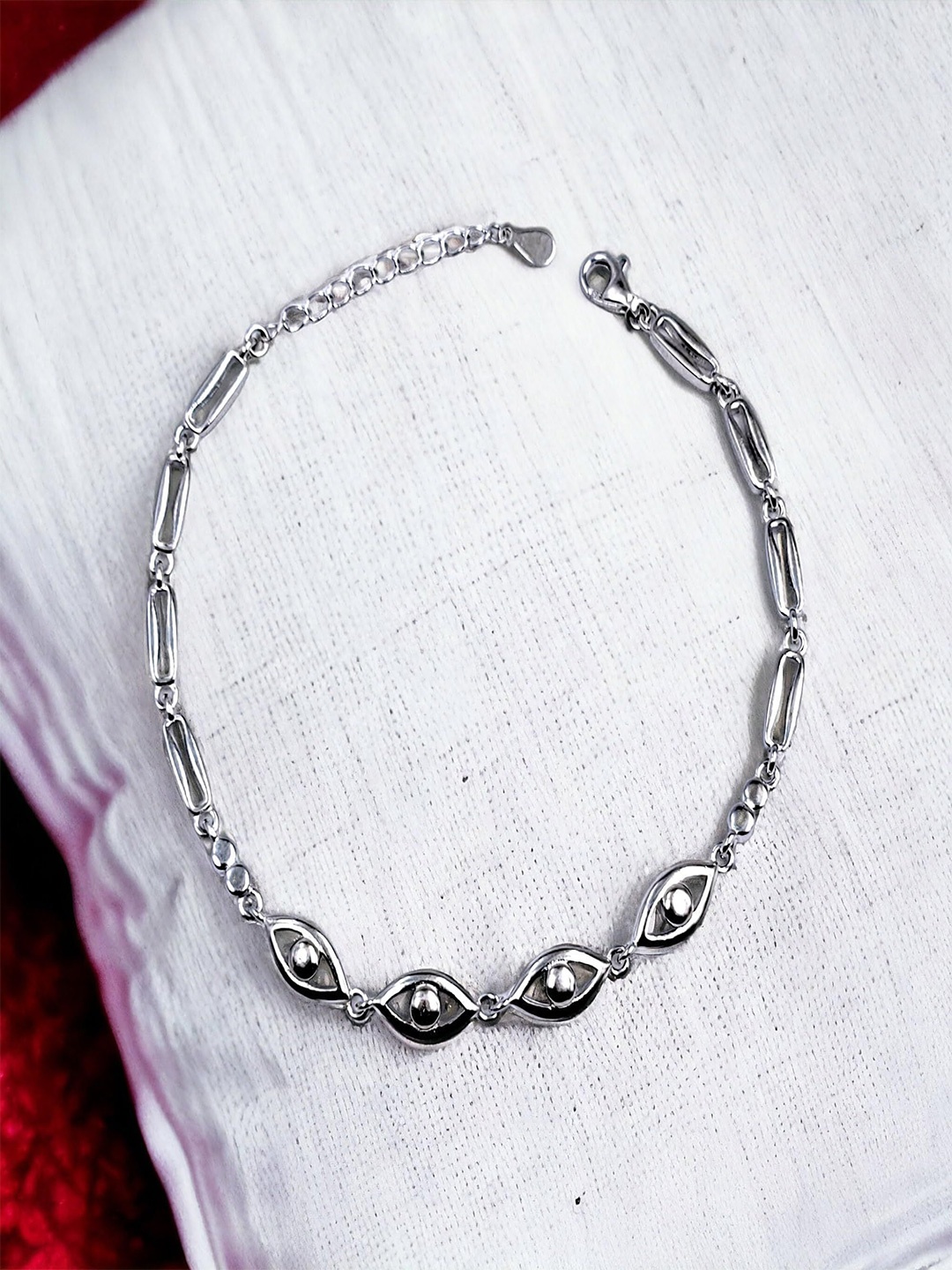 

AMONROO 925 Sterling Silver Rhodium-Plated Link Bracelet