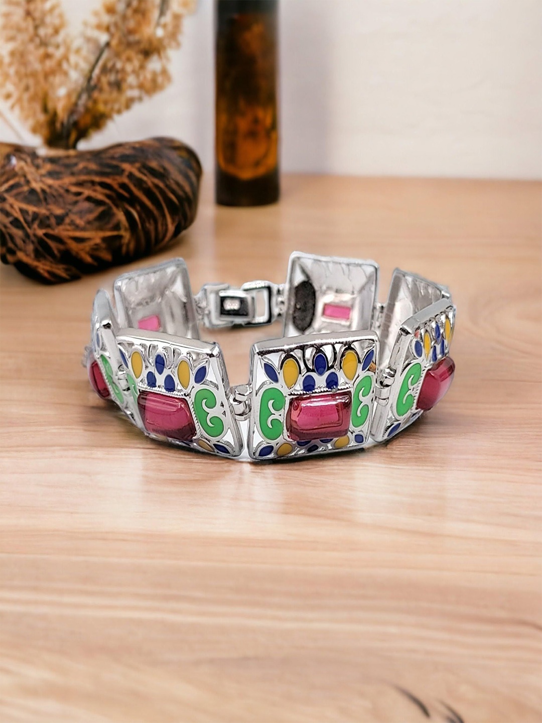 

AMONROO 925 Sterling Silver Cubic Zirconia Rhodium-Plated Link Bracelet
