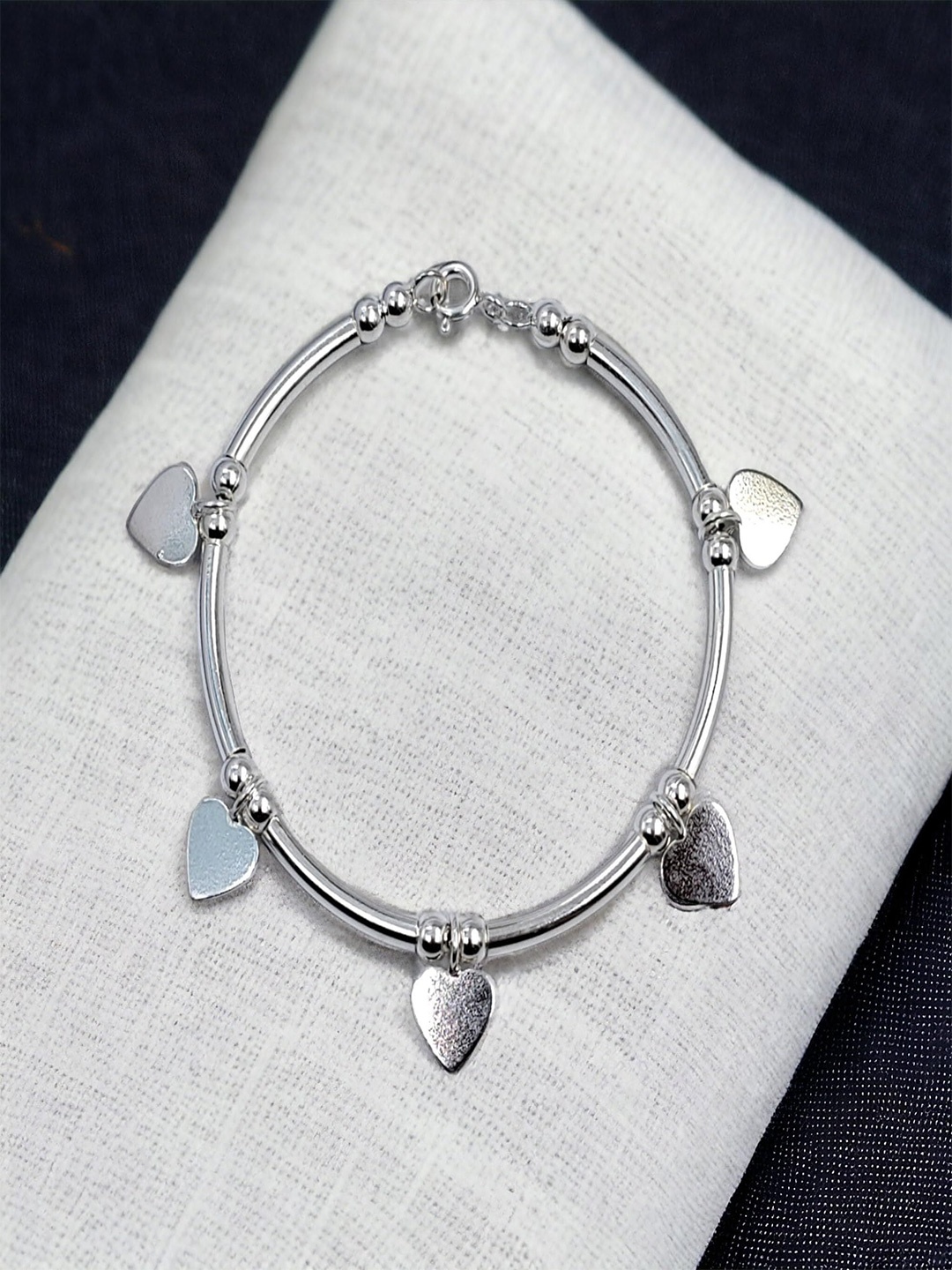 

AMONROO 925 Sterling Silver Rhodium-Plated Charm Bracelet