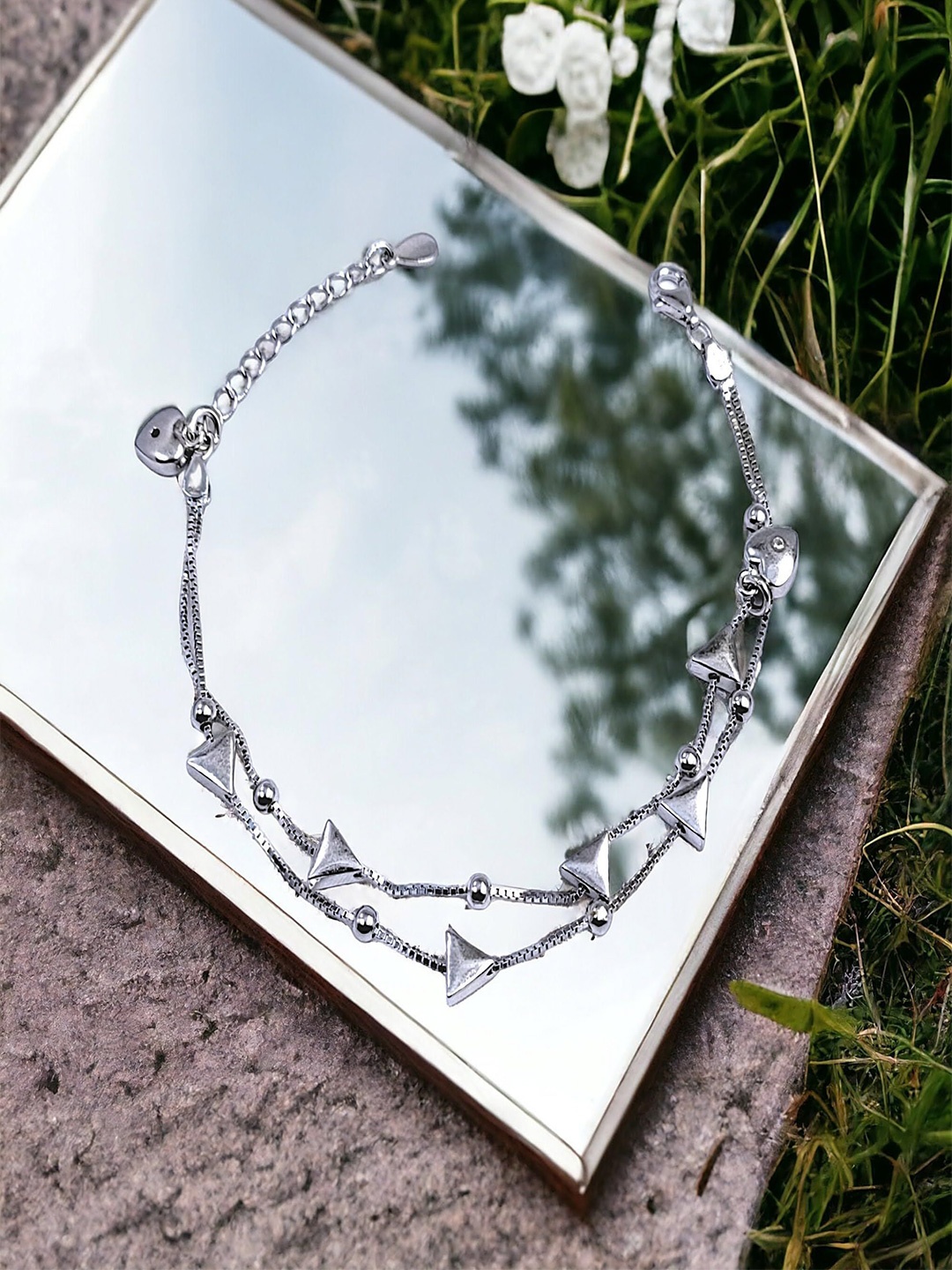 

AMONROO 925 Sterling Silver Rhodium-Plated Multistrand Bracelet