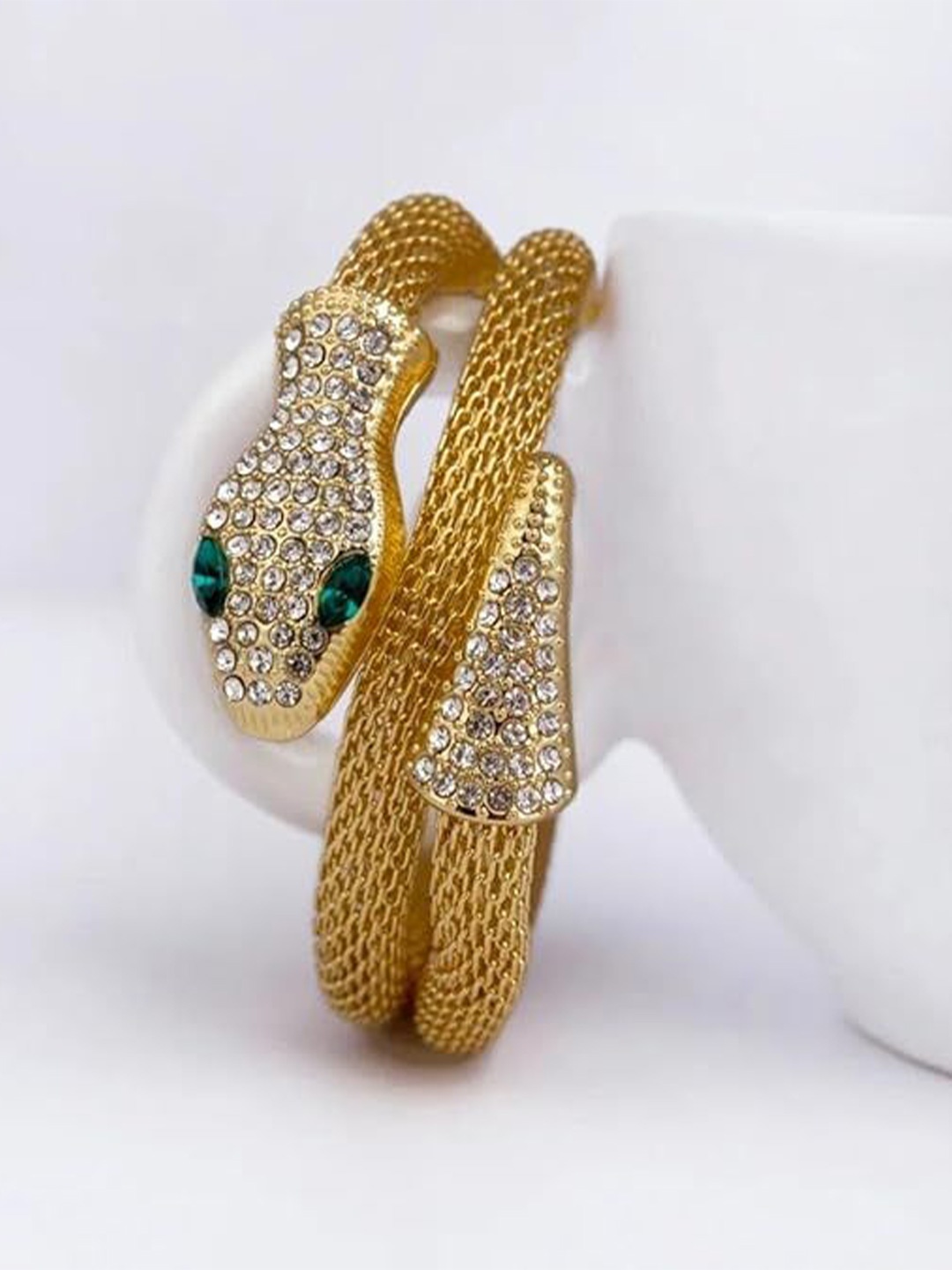 

RHOSYN Gold-Plated Cubic Zirconia Antique Cuff Bracelet