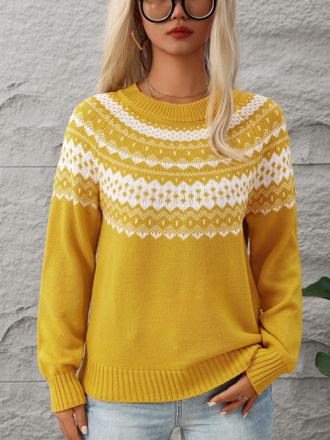 

StyleCast x Revolte Women Self Design Pullover, Yellow