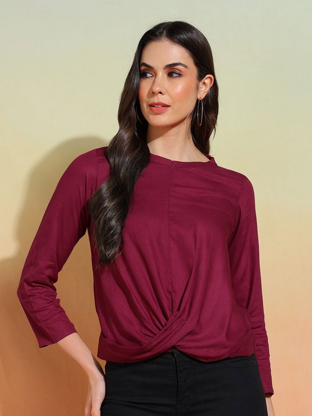 

IKRASS Women Round Neck Top, Purple