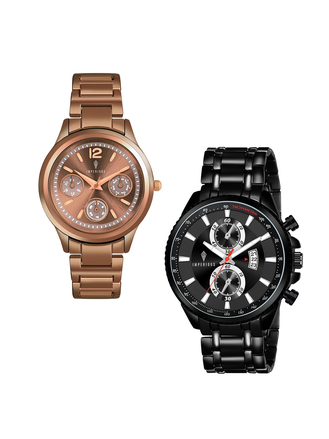 

Imperious The Royal Way Pack of 2 Embellished Water Resistant Bracelet Analogue Watch, Brown