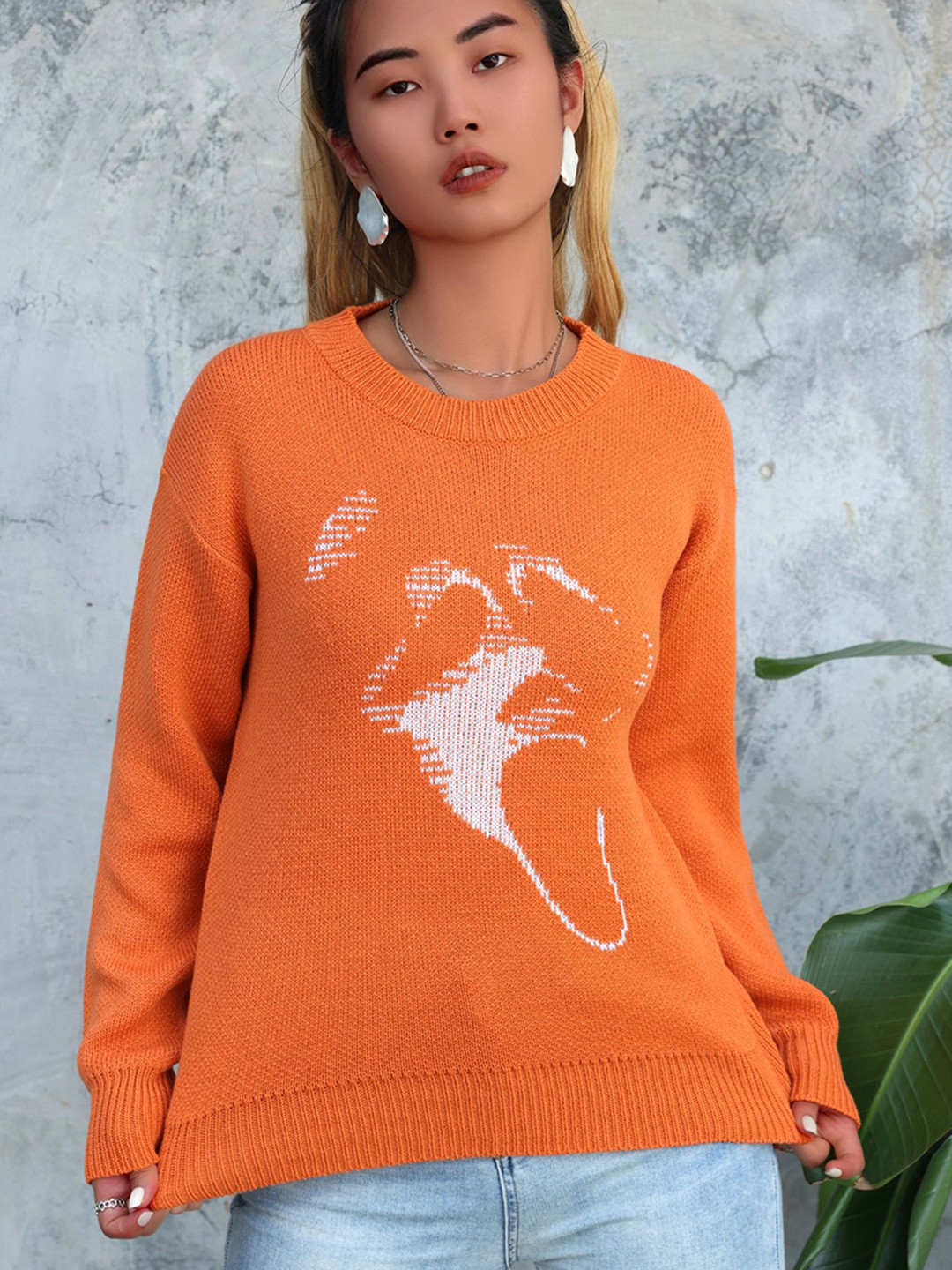 

StyleCast x Revolte Women Round Neck Pullover, Orange