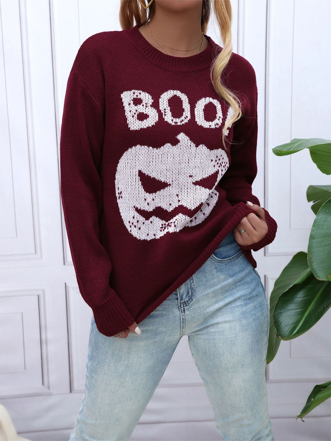 

StyleCast x Revolte Women Self Design Cable Knit Pullover, Maroon