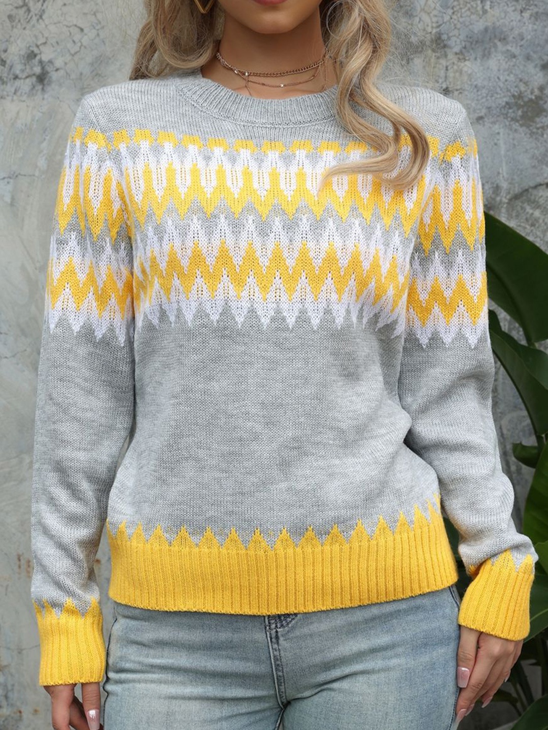 

StyleCast x Revolte Women Self Design Pullover Sweaters, Grey