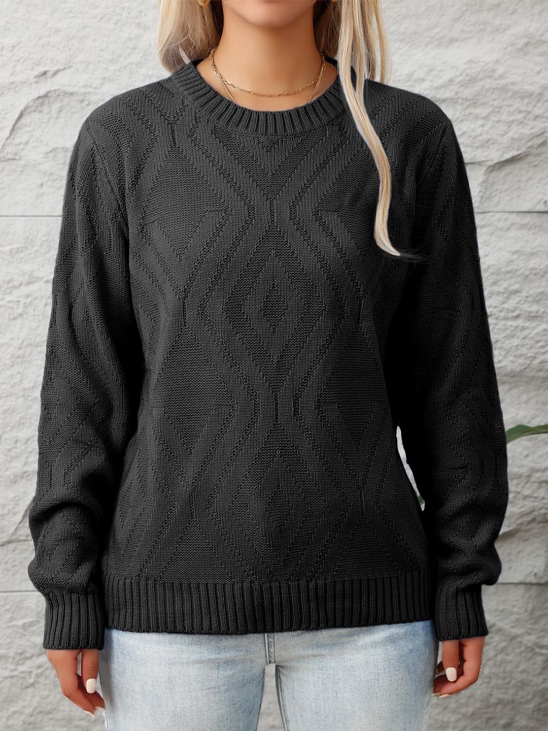 

StyleCast x Revolte Women Cable Knit Pullover, Black