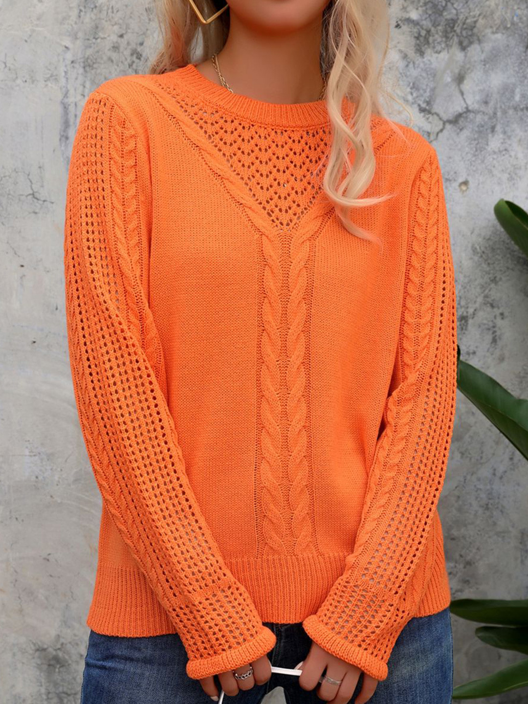 

StyleCast x Revolte Women Self Design Pullover, Orange