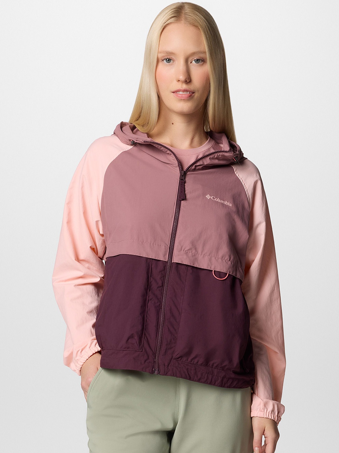 

Columbia Omni Shield Spire Valley Wind & Water Resistant Rain Jacket, Pink