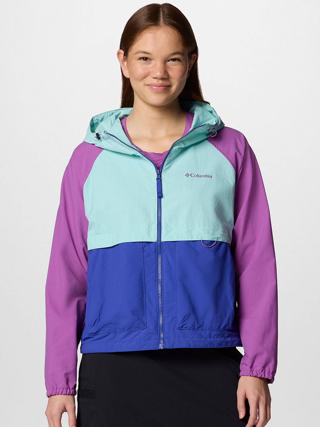 

Columbia Colourblocked Omni-Shield Spire Valley Wind & Water Resistant Bomber Jacket, Blue