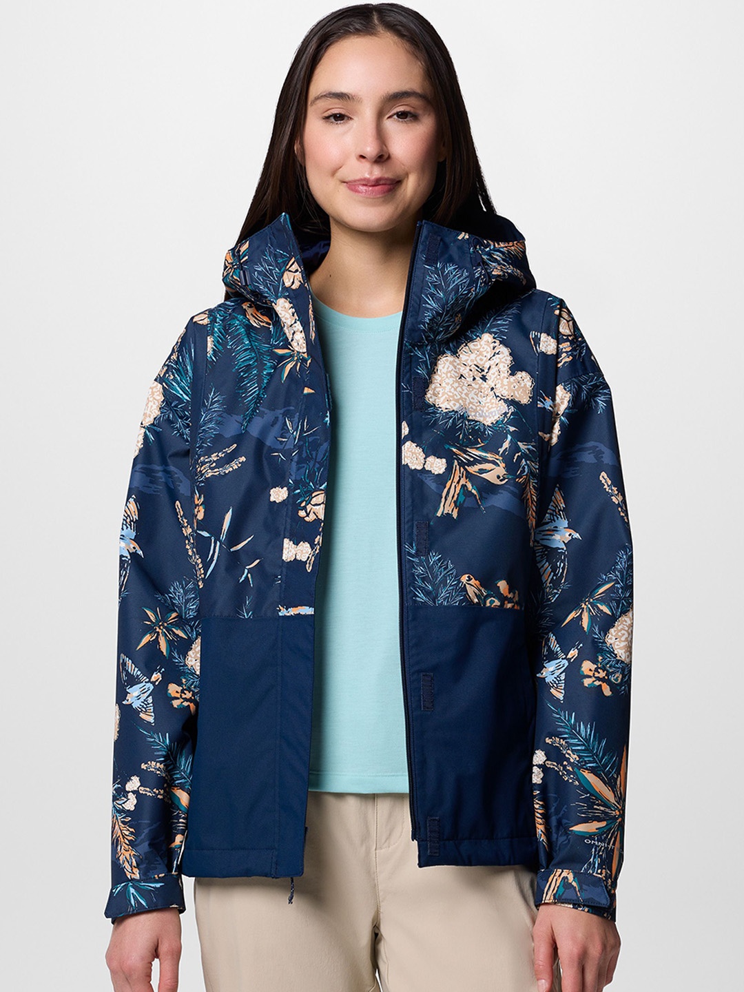 

Columbia Omni Tech Hikebound Floral Printed Rain Jacket, Navy blue