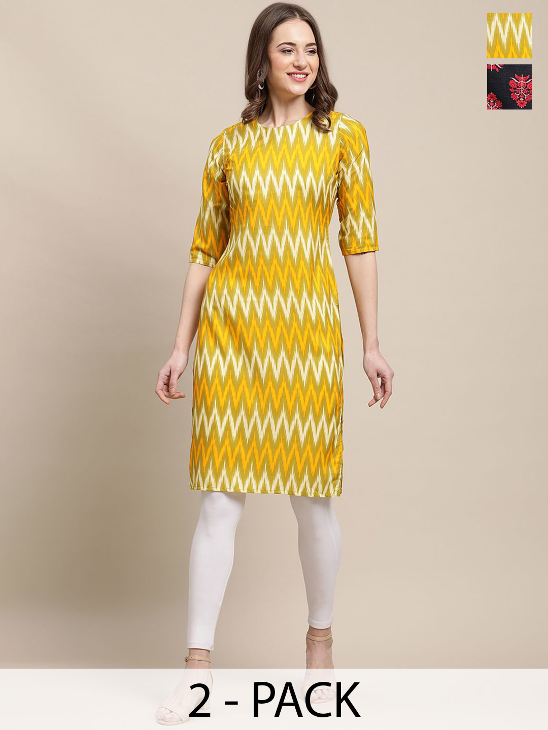 

7Threads Women Ethnic Motifs Printed Thread Work Floral Crepe Kurta, Multi
