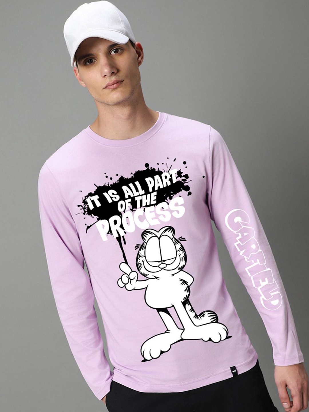 

Bewakoof Men Typography Printed Round Neck Cotton T-shirt, Purple