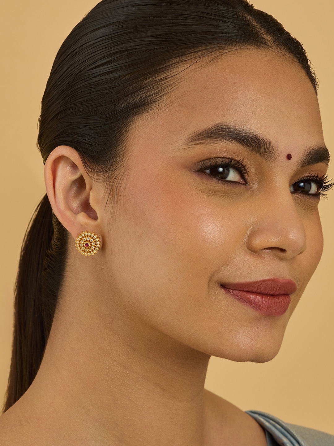 

Kushal's Fashion Jewellery 92.5 Sterling Silver Contemporary Studs, Gold