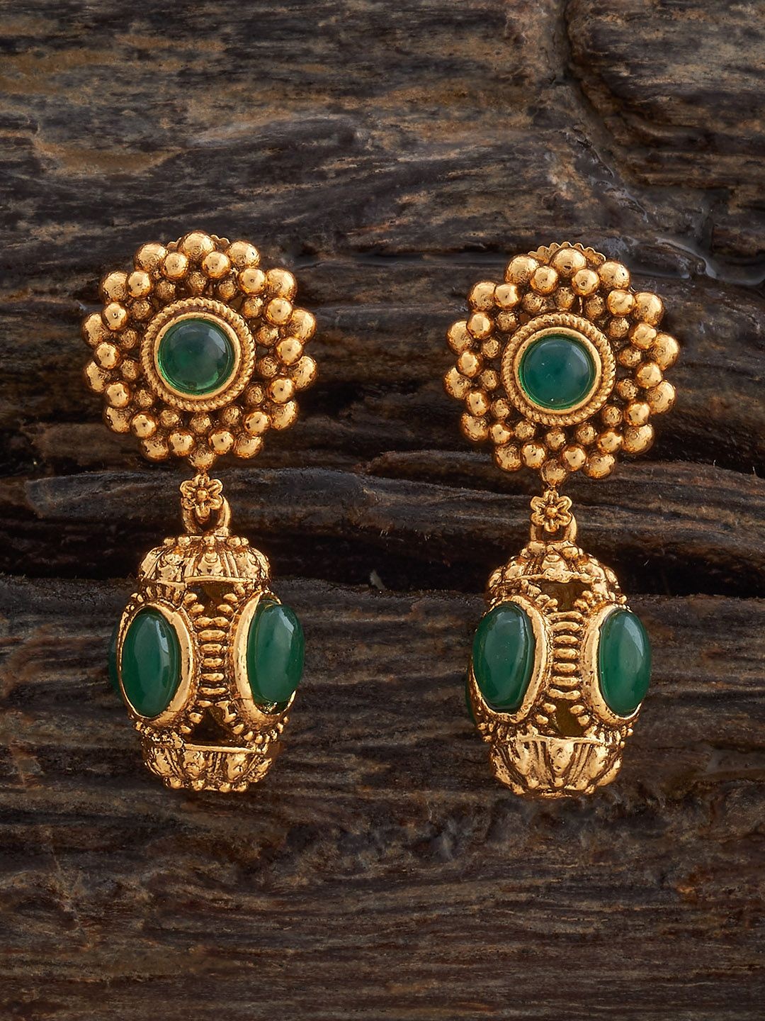 

Kushal's Fashion Jewellery Gold-Plated Contemporary Antique Drop Earrings