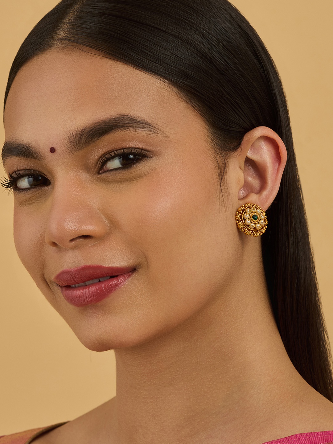 

Kushal's Fashion Jewellery 92.5 Sterling Silver Contemporary Studs, Gold