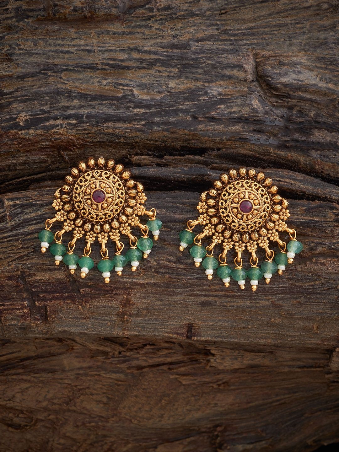 

Kushal's Fashion Jewellery Gold-Plated Contemporary Antique Drop Earrings
