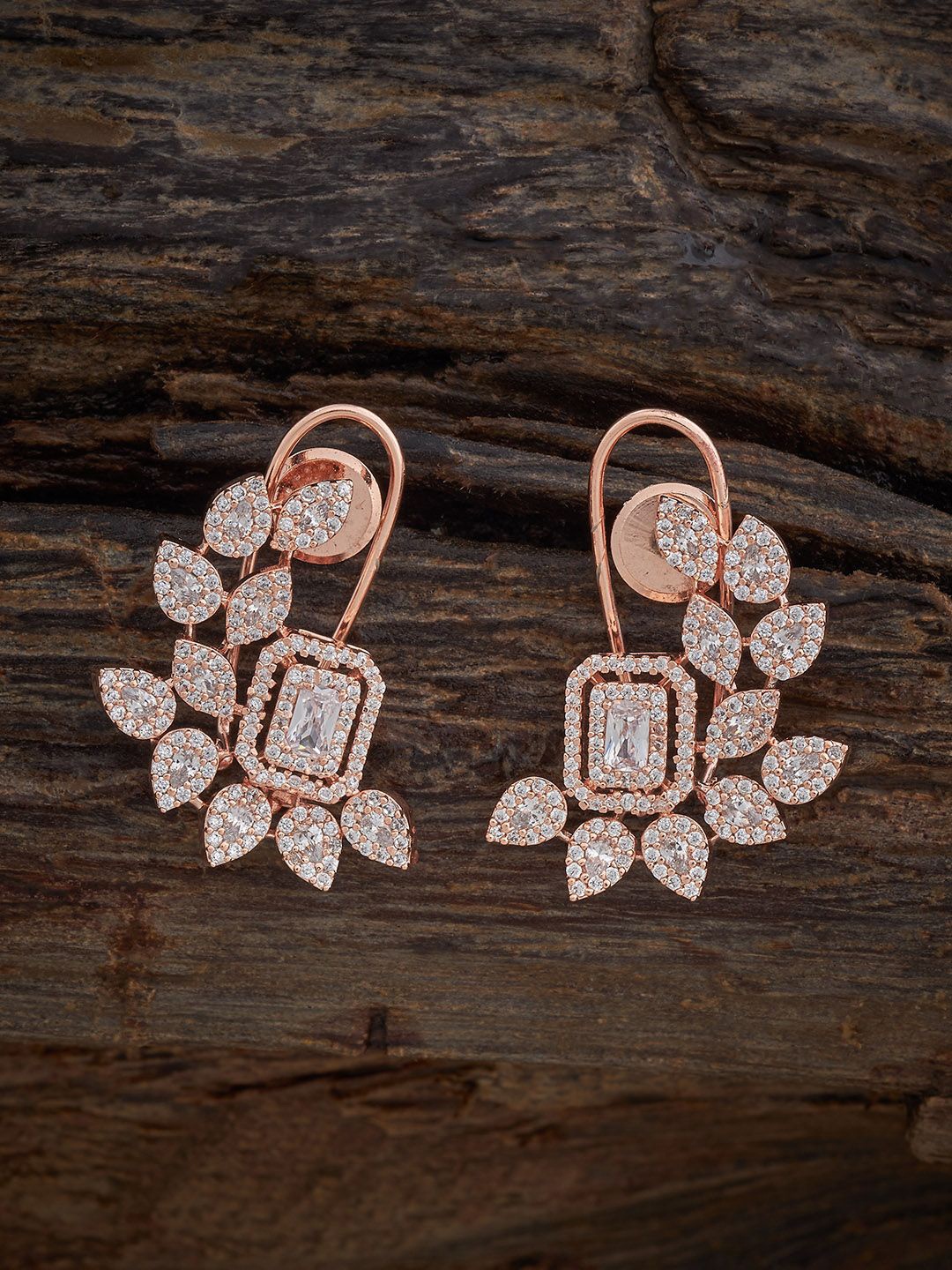 

Kushal's Fashion Jewellery Rose Gold Plated Zircon Studded Contemporary Studs