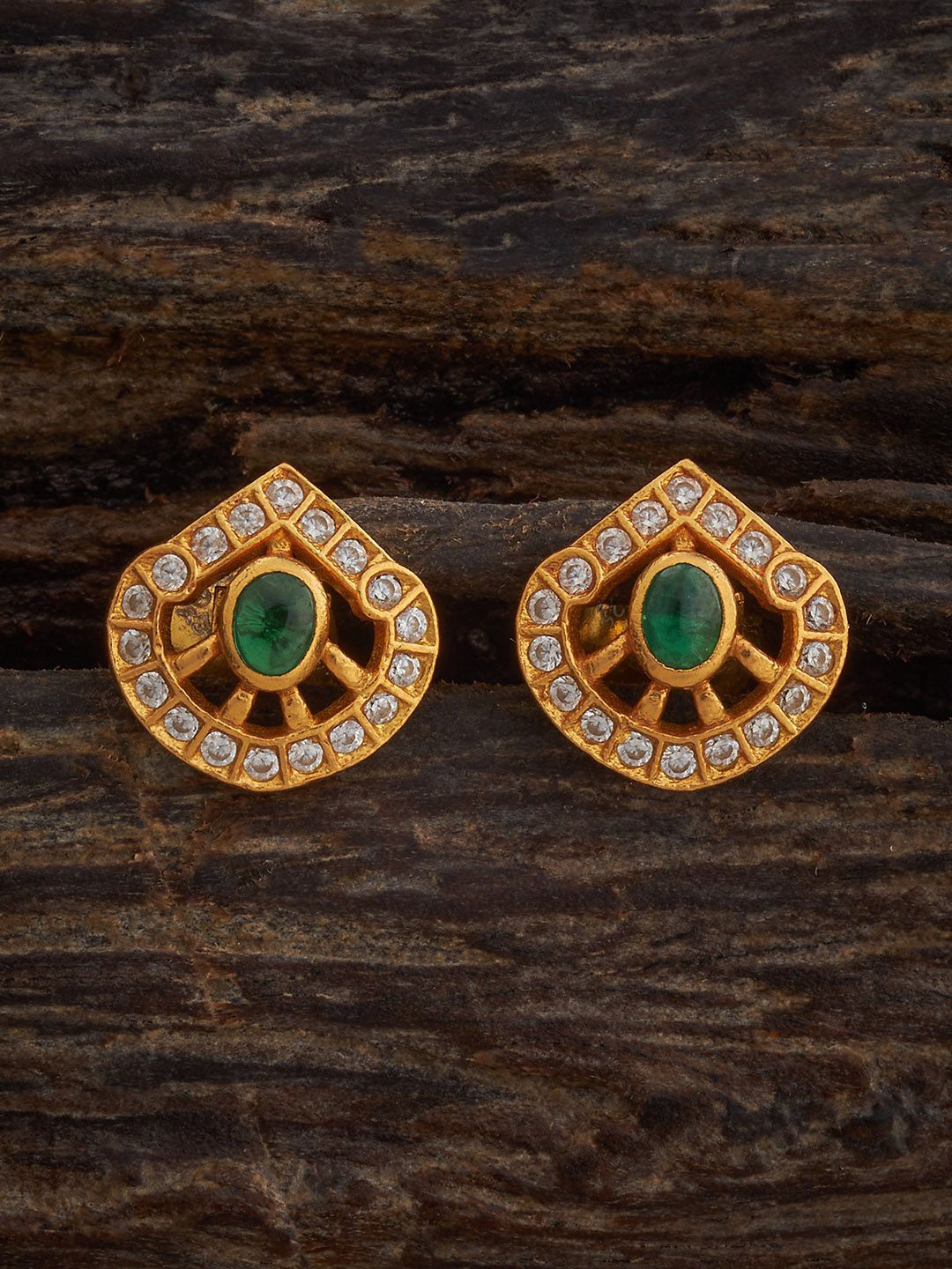 

Kushal's Fashion Jewellery 92.5 Sterling Silver Gold-Plated Zircon Temple Studs