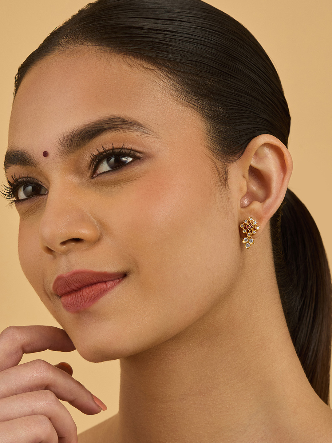 

Kushal's Fashion Jewellery 92.5 Silver Contemporary Studs, Gold