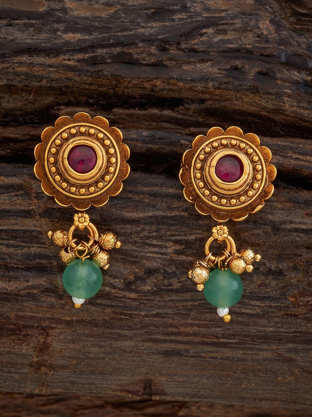 

Kushal's Fashion Jewellery Gold Plated Ruby Studded Contemporary Studs