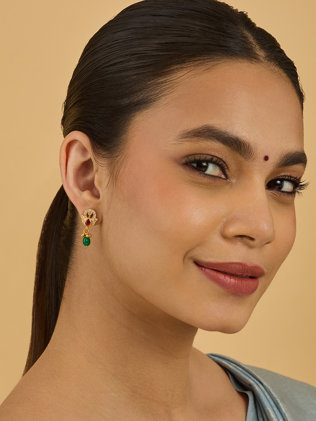 

Kushal's Fashion Jewellery 92.5 Sterling Silver Contemporary Drop Earrings, Gold