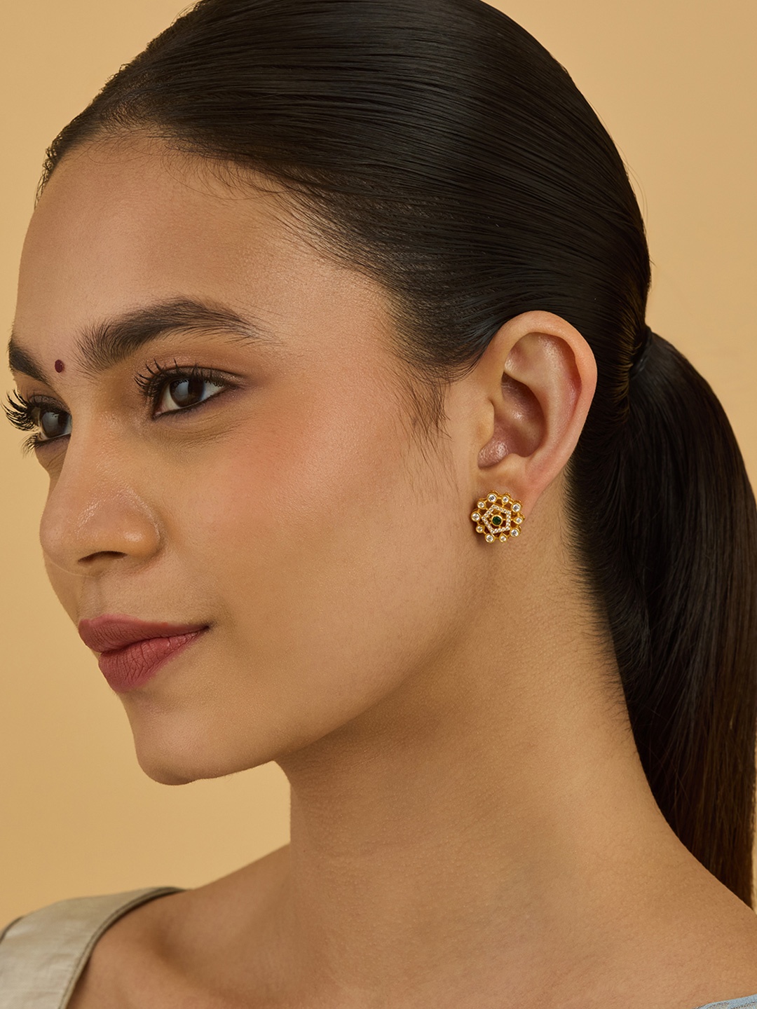 

Kushal's Fashion Jewellery 92.5 Sterling Silver Gold Plated Contemporary Studs