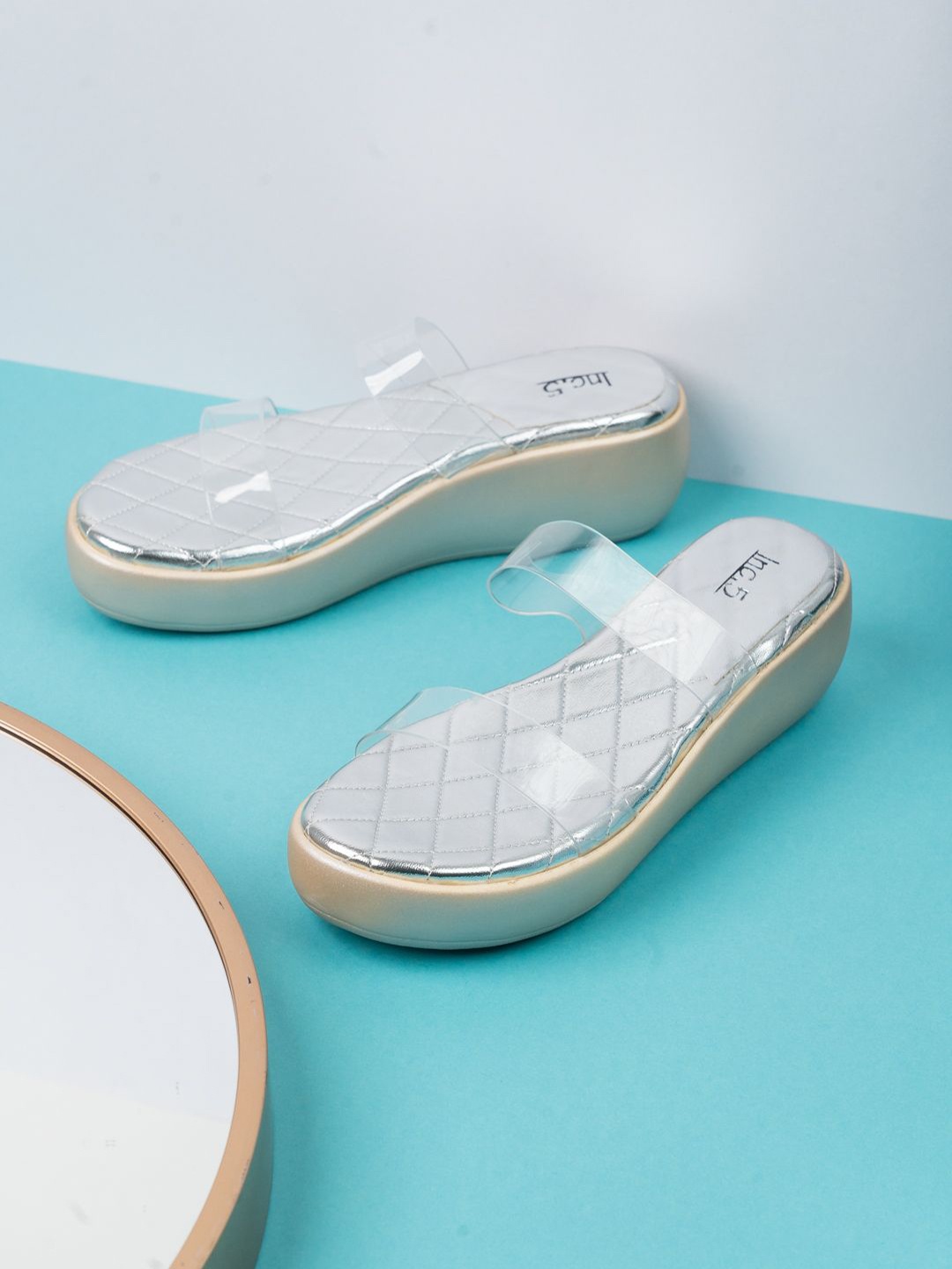 

Inc 5 Women Round Toe Party Wedge Mules, Transparent
