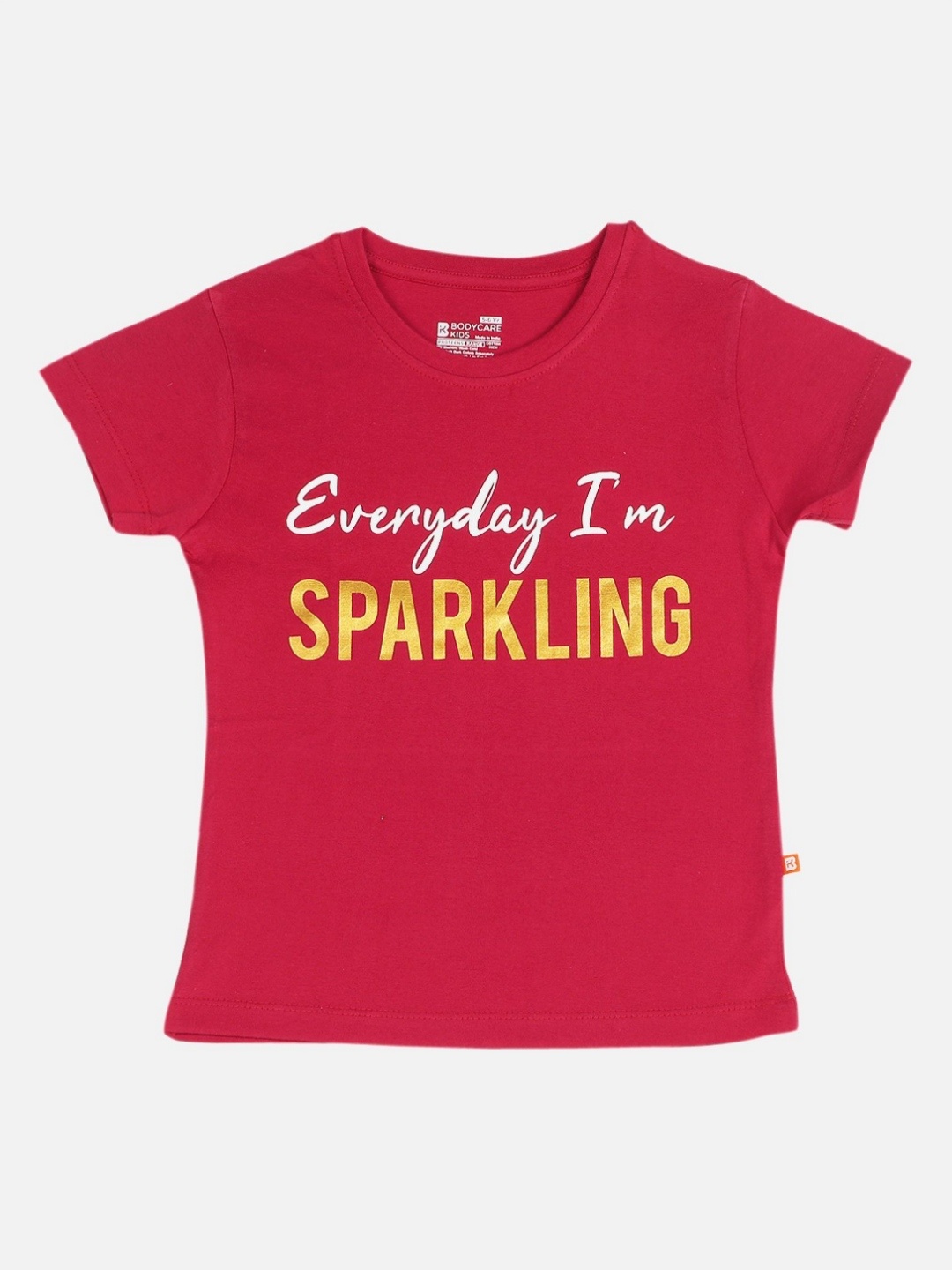 Bodycare Girls Typography Printed Round Neck Cotton T-shirt, Pink