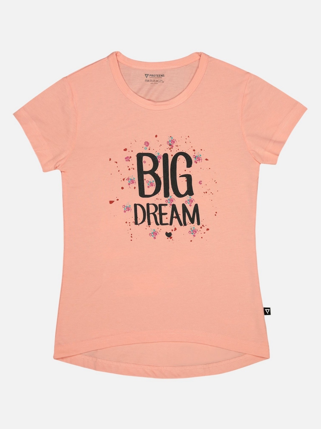

Bodycare Girls Typography Printed Round Neck Cotton T-shirt, Peach