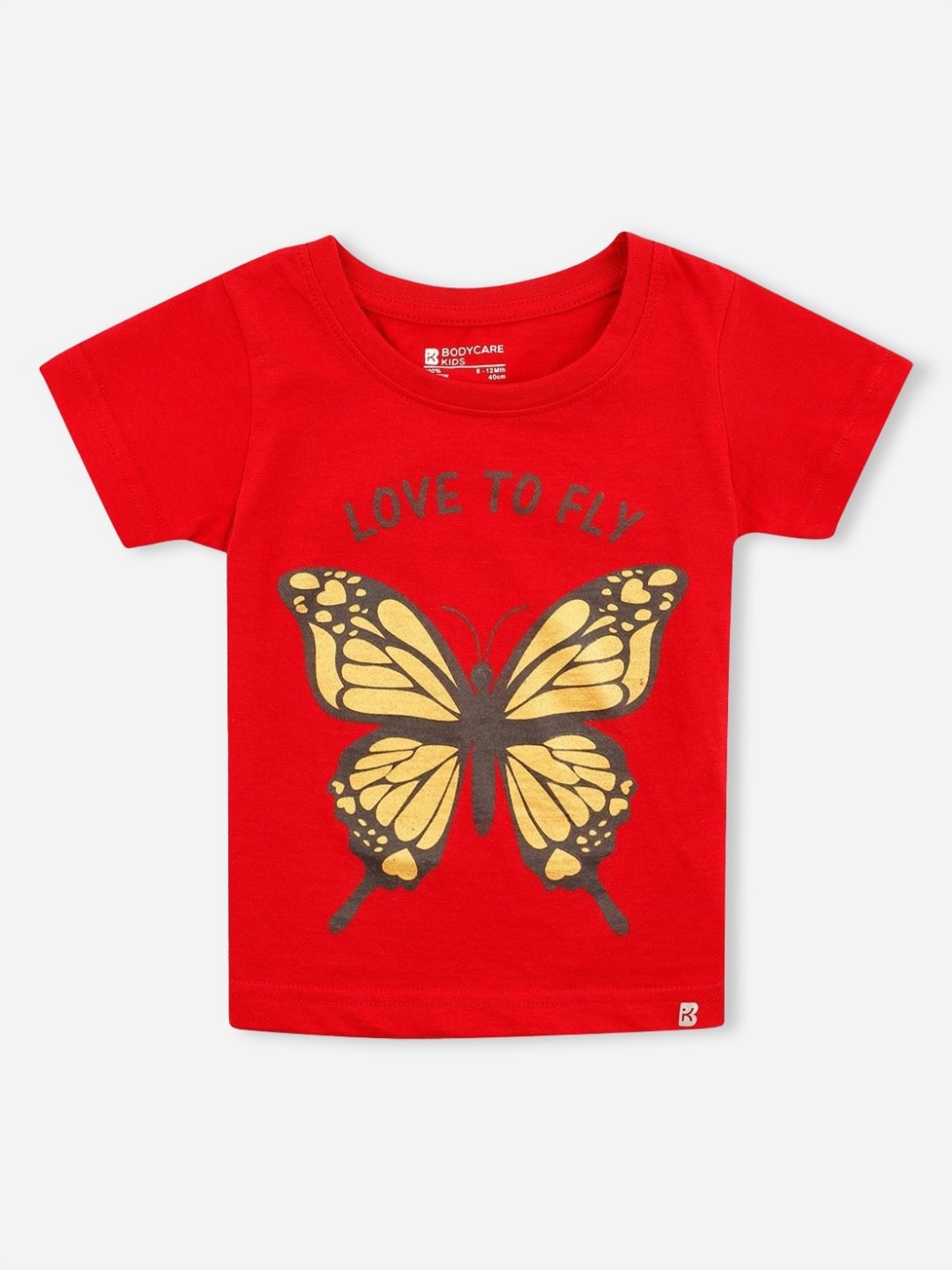 

Bodycare Girls Typography Printed Round Neck Cotton T-shirt, Red