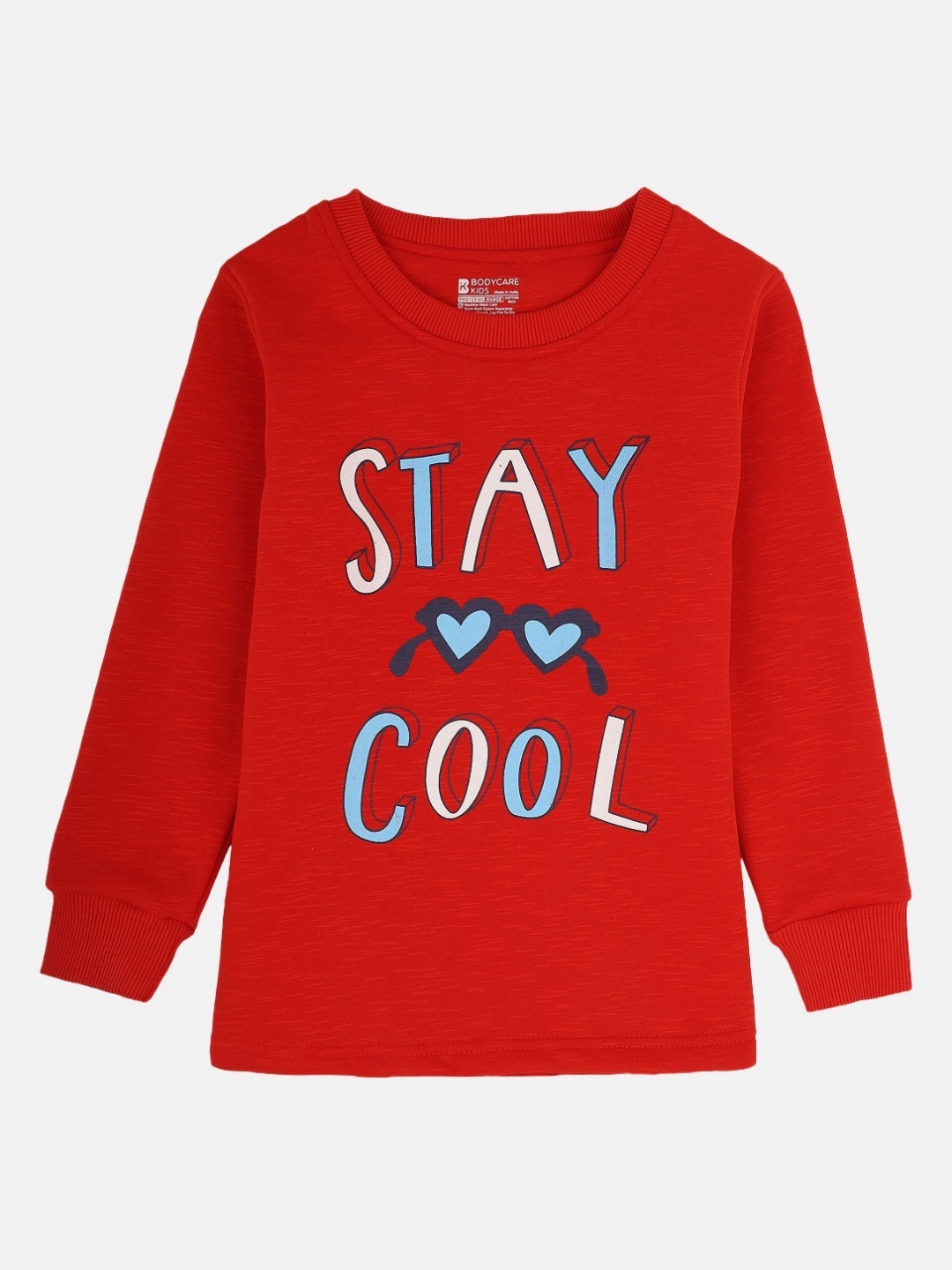 

Bodycare Girls Typography Printed Round Neck Cotton T-shirt, Red