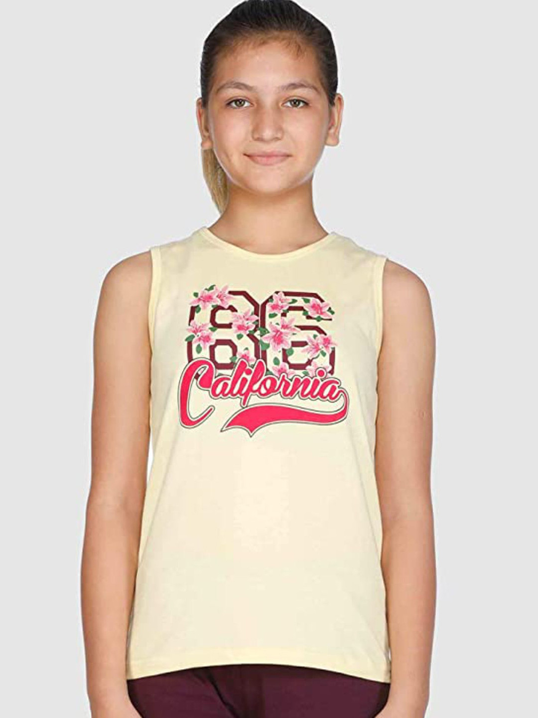 

Bodycare Girls Floral Printed Round Neck Cotton T-shirt, Yellow
