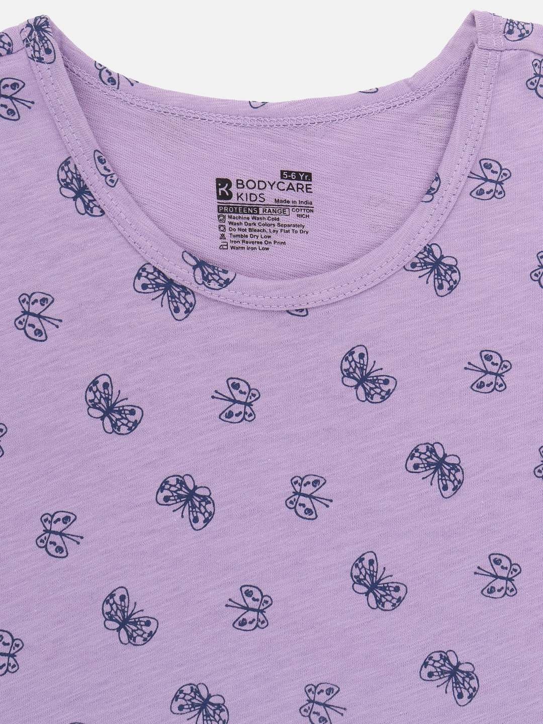 

Bodycare Girls Conversational Printed Round Neck Cotton T-shirt, Lavender