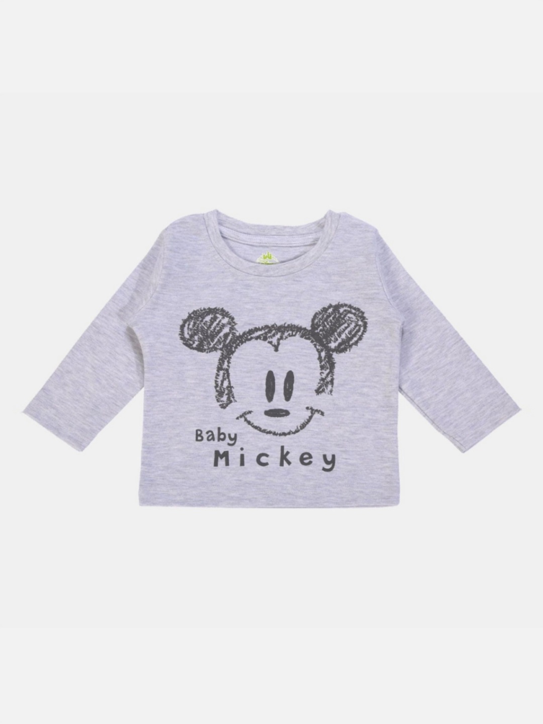 Bodycare Boys Mickey Mouse Typography Printed Round Neck Cotton T-shirt, Grey