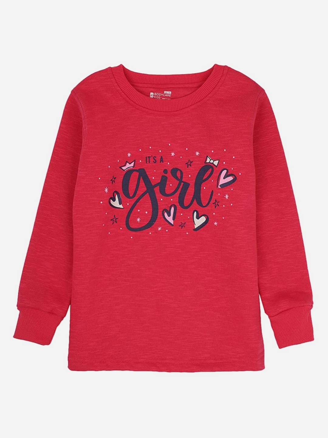 

Bodycare Girls Typography Printed Round Neck Cotton T-shirt, Pink