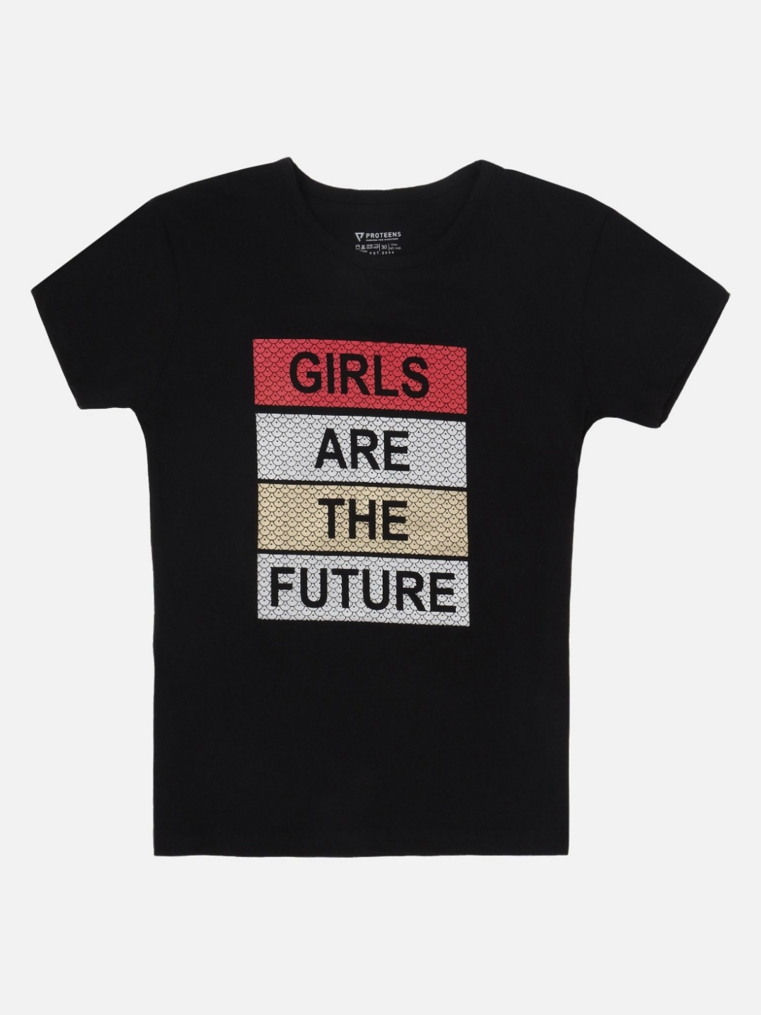 

Bodycare Girls Typography Printed Round Neck Cotton T-shirt, Black