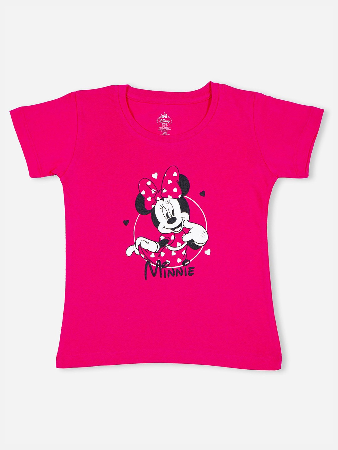 

Bodycare Girls Typography Printed Round Neck Cotton Minnie Mouse T-shirt, Pink